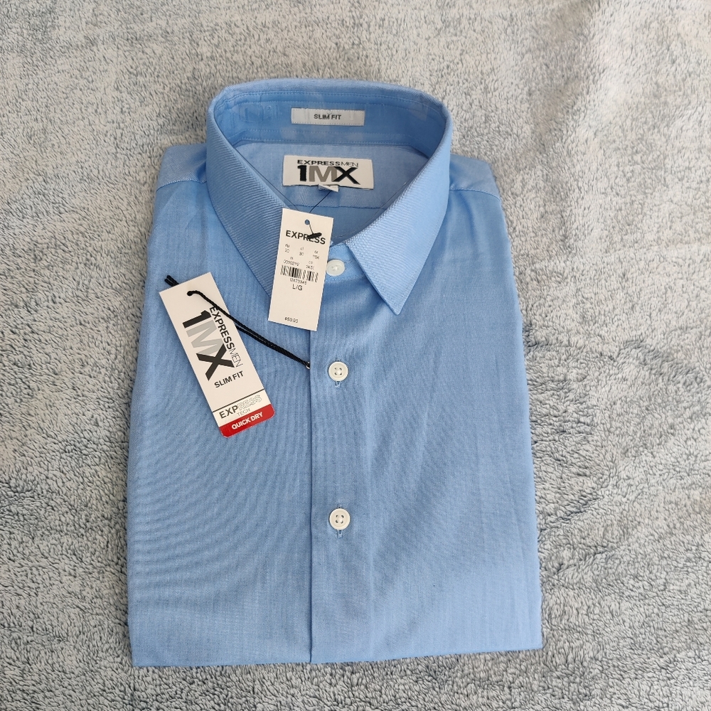 Express Men's Slim Fit Blue Shirt